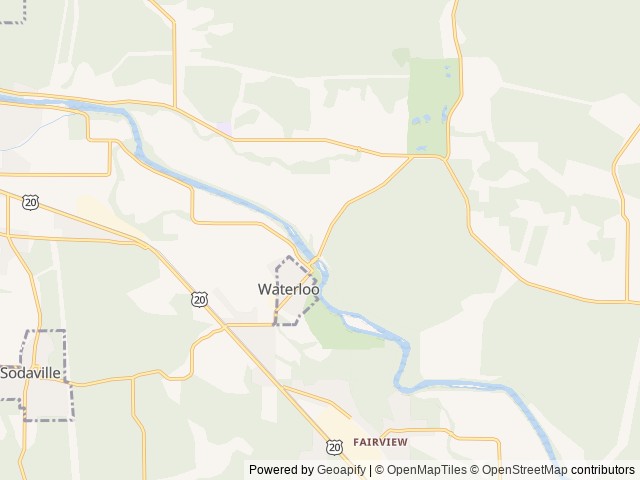 Map of Waterloo County Park location at Lebanon, OR, United States