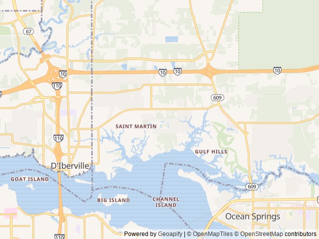 Map of Biloxi Bay RV Resort & Marina location at Biloxi, MS, United States
