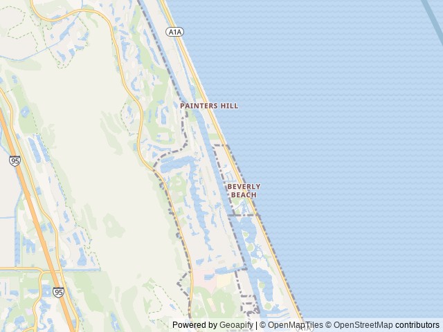 Map of Beverly Beach Camptown RV Resort location at Flagler Beach, FL, United States