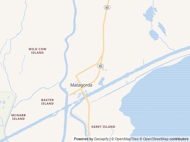 Map of Matagorda RV Park location at Matagorda, TX, United States