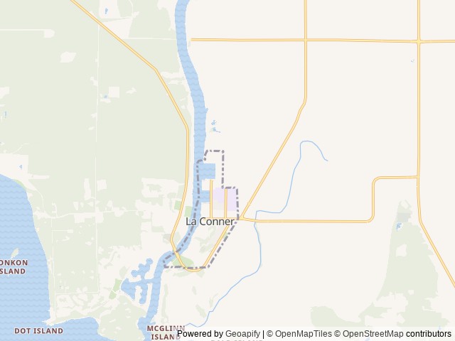 Map of La Conner Marina RV Park location at La Conner, WA, United States