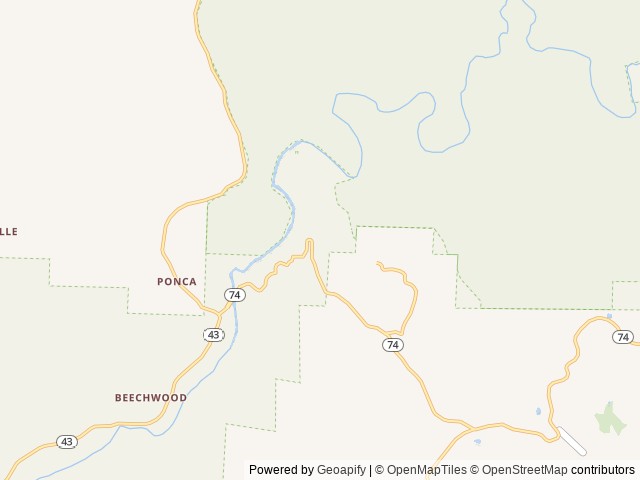 Map of Steel Creek Campground location at Jasper, AR, United States