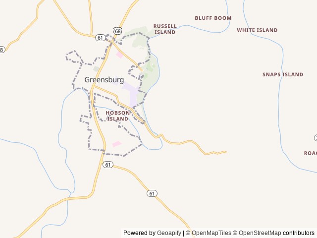 Map of Green County RV Park location at Greensburg, KY, United States