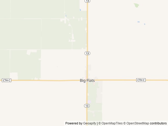 Map of Pineland Camping Park location at Big Flats, WI, United States