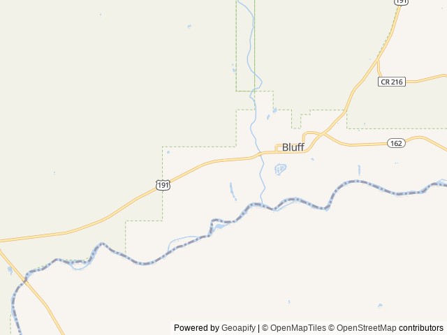 Map of Coral Sands RV Park location at Bluff, UT, United States