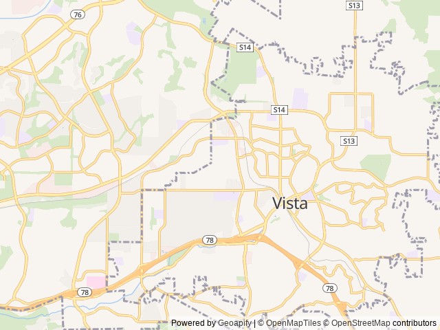 Map of Olive Avenue RV Resort location at Vista, CA, United States