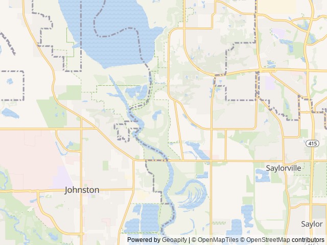Map of Cottonwood Recreation Area location at Johnston, IA, United States