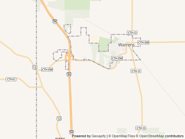 Map of Jellystone Park Warrens location at Warrens, WI, United States