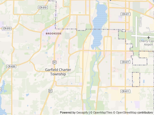 Map of Holiday Park Campground location at Traverse City, MI, United States