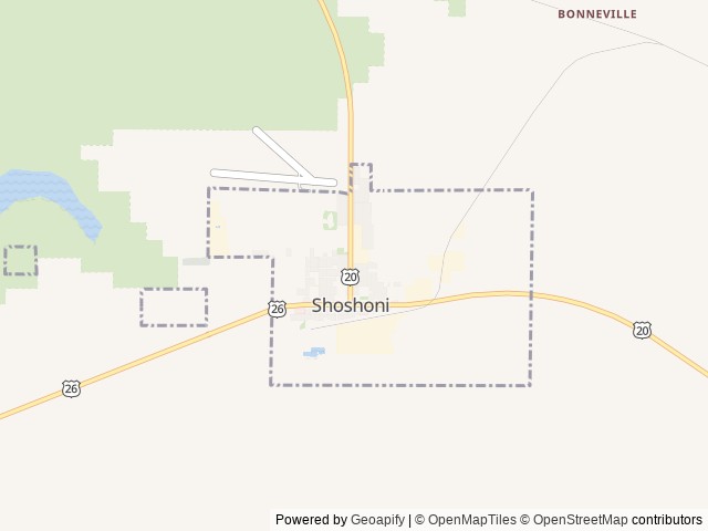 Map of Cross Roads RV location at Shoshoni, WY, United States