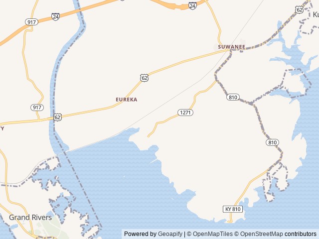 Map of Eureka location at Kuttawa, KY, United States
