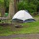 Waterfront primitive tent campsite at Adventure Bound Kamp Modoc