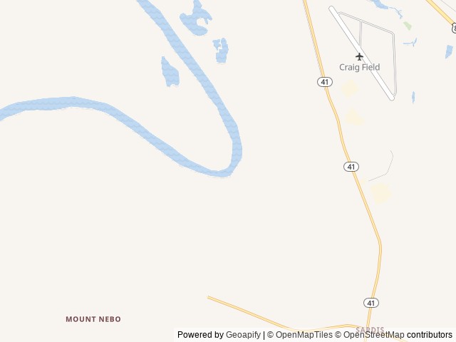 Map of Six Mile Creek location at Selma, AL, United States