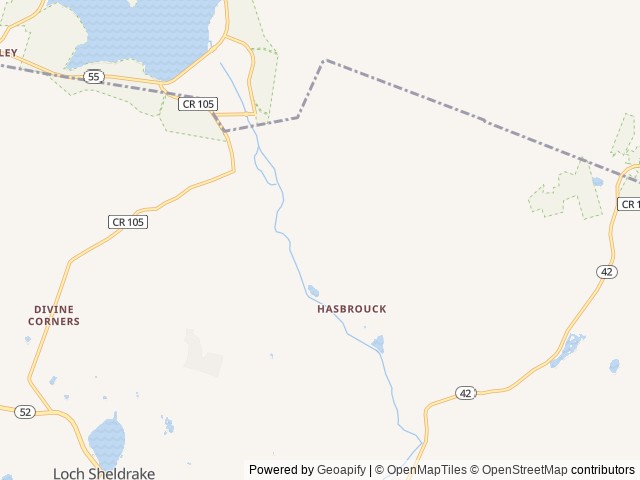 Map of Neversink River Campground location at Woodbourne, NY, United States