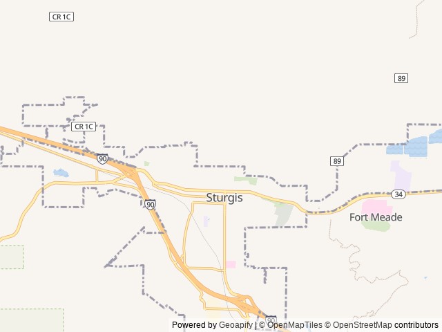 Map of Sturgis RV Park location at Sturgis, SD, United States
