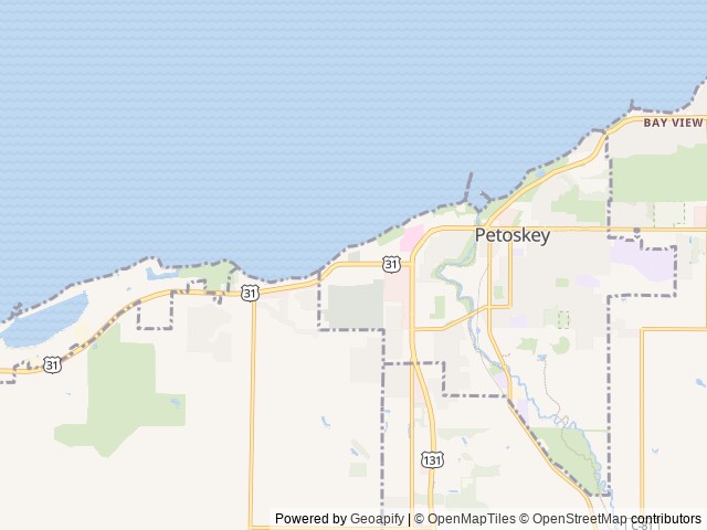 Map of Magnus Park Campground location at Petoskey, MI, United States