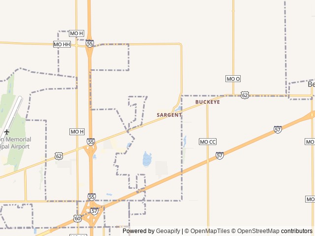 Map of Cypress Creek RV Park location at Sikeston, MO, United States