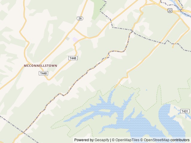 Map of Honey Bear Campground location at Huntingdon, PA, United States