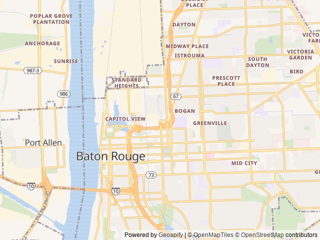 Map for 2 bedroom, 2 full baths, 43’ fifth wheel near Baton Rouge, LA