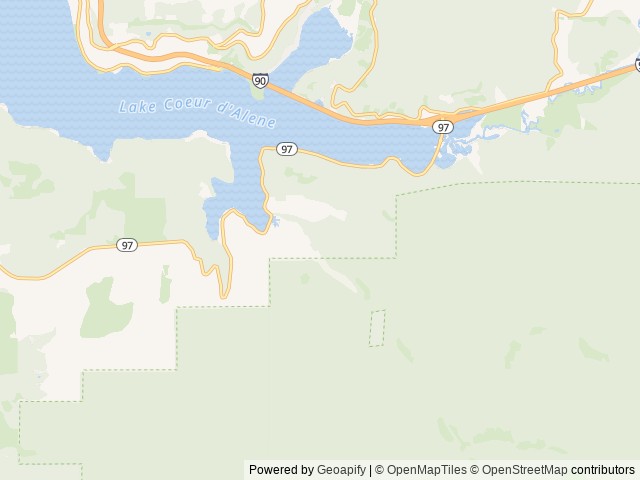 Map of Beauty Creek Campground location at Coeur d'Alene, ID, United States