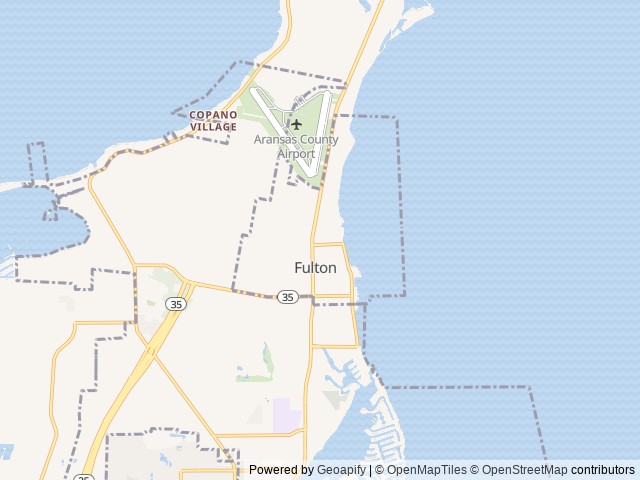 Map of Sunrise RV Resort location at Fulton, TX, United States