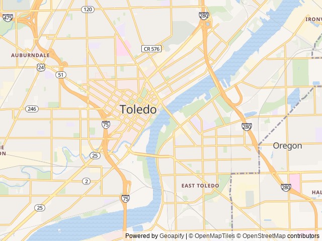 Map of Riverwalk Downtown Docks location at Toledo, OH, United States