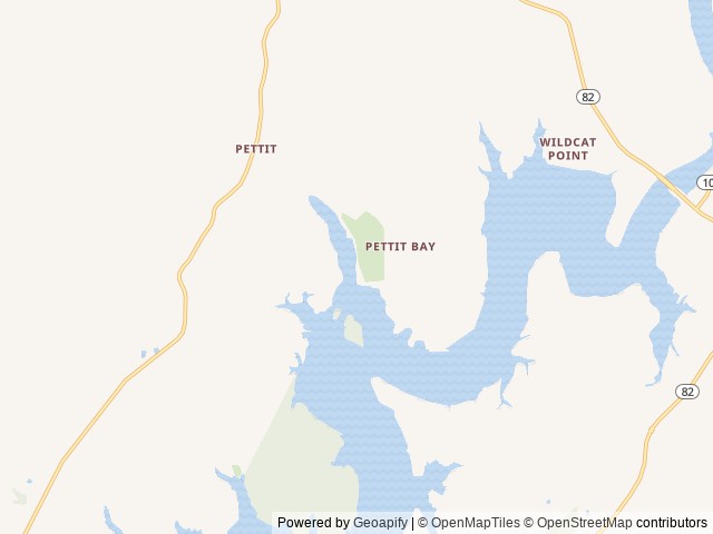 Map of Pettit Bay location at Gore, OK, United States
