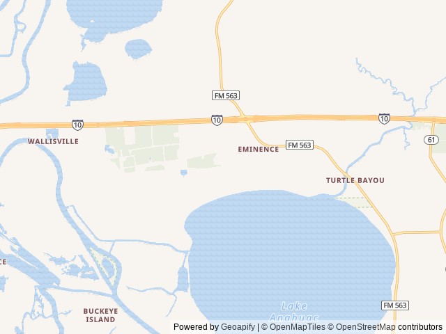 Map of Castle Oaks RV Park location at Wallisville, TX, United States