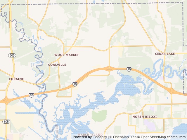 Map of Oaklawn RV Park location at Biloxi, MS, United States