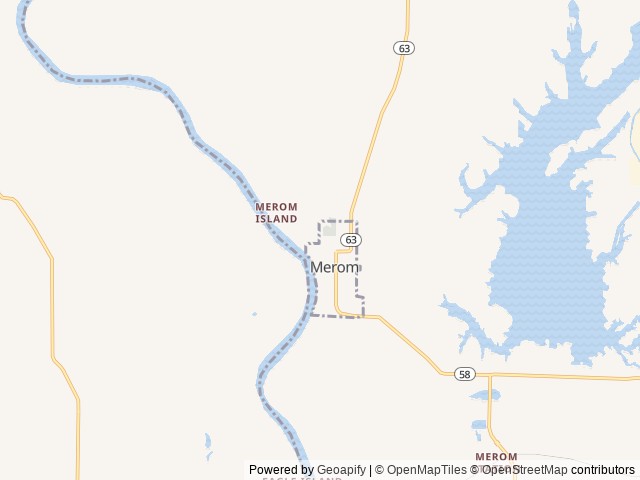 Map of Merom Bluff Camping location at Merom, IN, United States