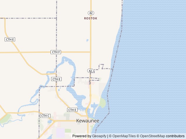Map of Kewaunee RV & Campground location at Kewaunee, WI, United States