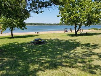 View of private swim beach