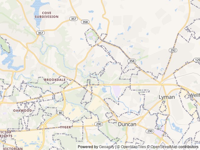 Map of Whispering Winds RV Park location at Lyman, SC, United States