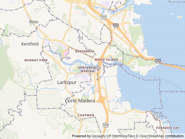 Map of Marin Park location at Greenbrae, CA, United States
