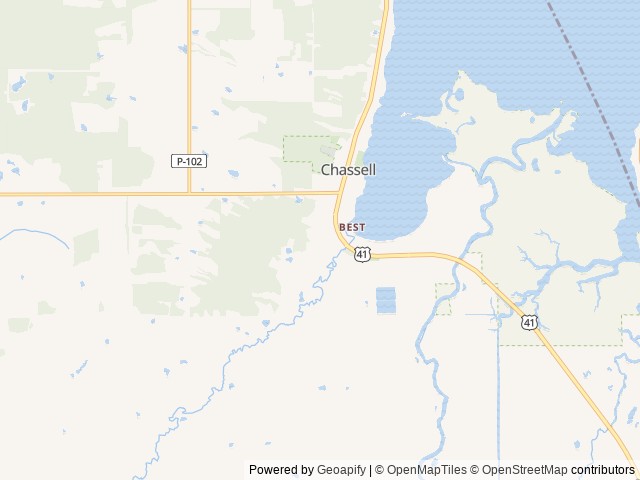 Map of Chassell Adventure Campground location at Chassell, MI, United States