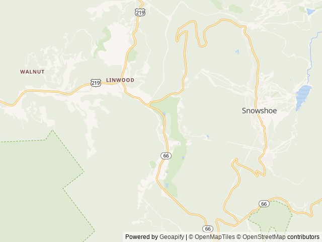 Map of Snowshoe Campground location at Slatyfork, WV, United States