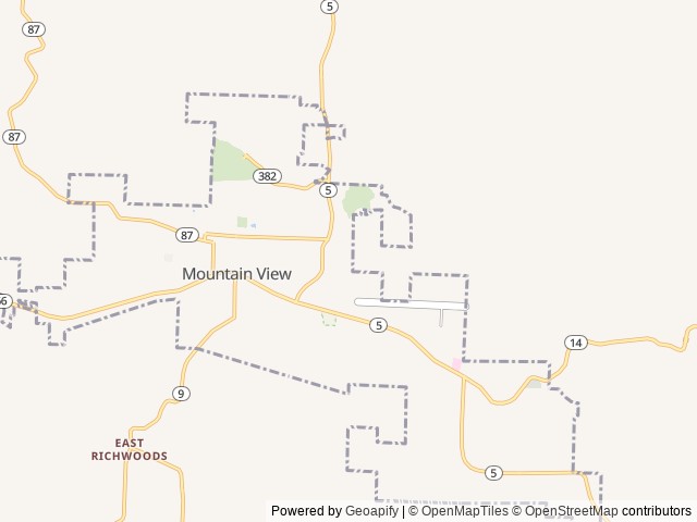 Map of Mountain View RV Park and Guest Motel location at Mountain View, AR, United States