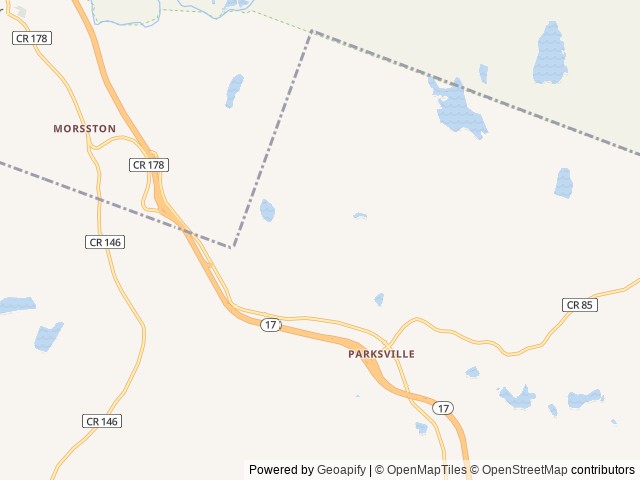 Map of Hemlock Falls location at Parksville, NY, United States