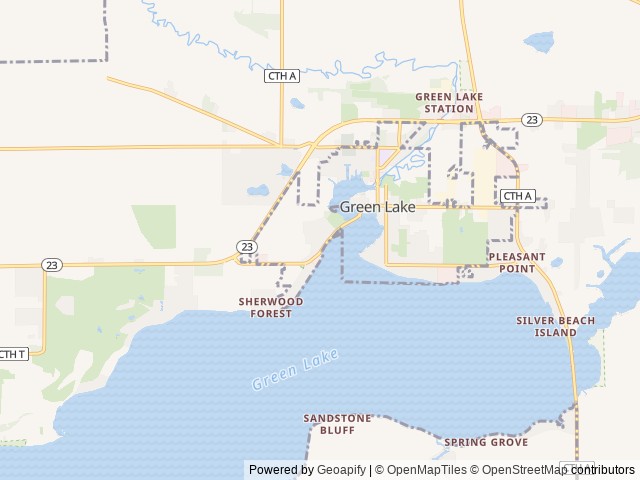 Map of Hattie Sherwood Campground location at Green Lake, WI, United States