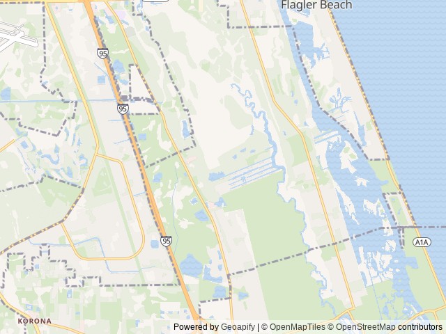 Map of Bulow RV Resort location at Flagler Beach, FL, United States