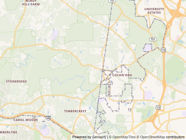 Map of Triangle RV Park North location at Durham, NC, United States