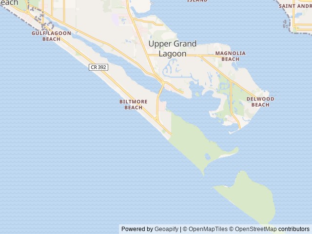 Map of Panama City Beach RV Resort location at Panama City Beach, FL, United States