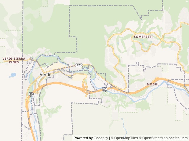 Map of Reno KOA Journey at Boomtown location at Verdi, NV, United States