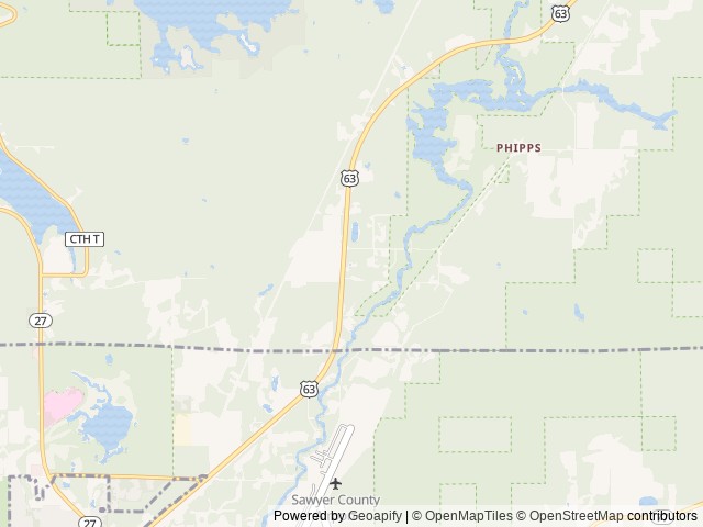 Map of Hayward KOA Holiday location at Hayward, WI, United States