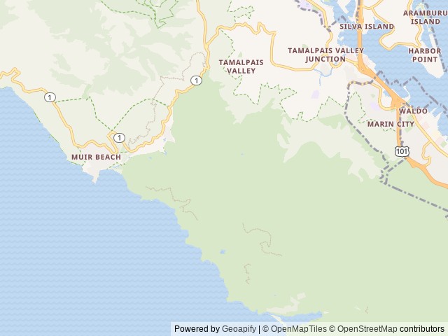 Map of Haypress Campground location at Sausalito, CA, United States