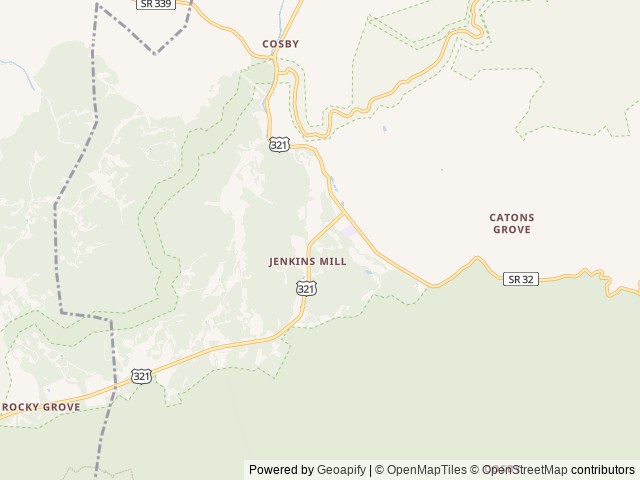 Map of Smoky Mountain Hidden Stills RV Campground location at Cosby, TN, United States