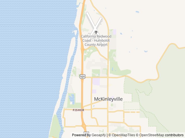 Map for Redwoods Traveler 2019 Dutchmen Bunkhouse near McKinleyville, CA