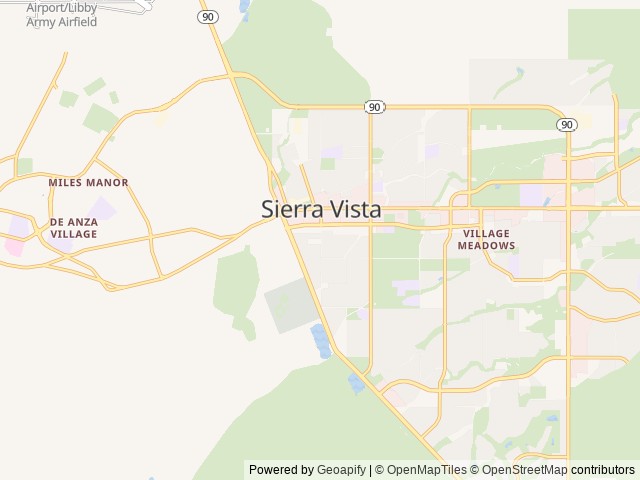 Map of Garden Grove RV Resort location at Sierra Vista, AZ, United States