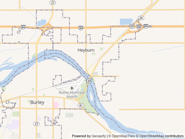 Map of Heyburn Riverside RV Park location at Heyburn, ID, United States