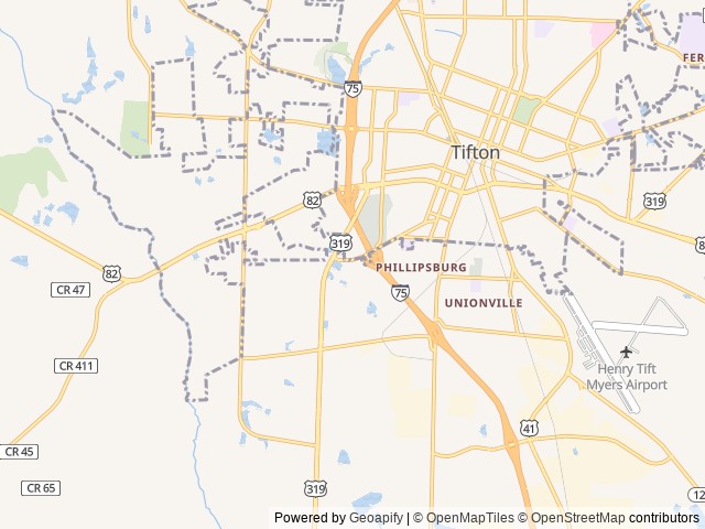 Map of Tifton Overnight RV location at Tifton, GA, United States